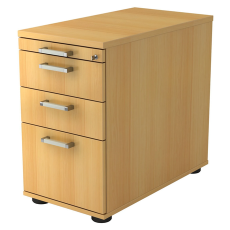 Standcontainer SIGNA SC40 in Buchenoptik mit vier Schubladen und Chromgriffen von hjh OFFICE PRO
