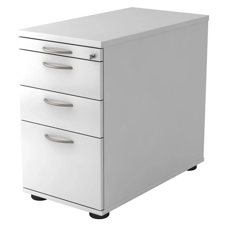 Weißer Standcontainer SIGNA SC40 aus Metall mit vier Schubladen und Bogengriffen von hjh OFFICE PRO