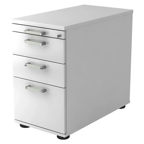 Weißer Standcontainer SIGNA SC40 aus Metall mit vier Schubladen und Chromgriffen von hjh OFFICE PRO