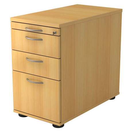 Standcontainer SIGNA SC40 in buchefarbener Optik mit vier Schubladen und Bogengriffen von hjh OFFICE PRO