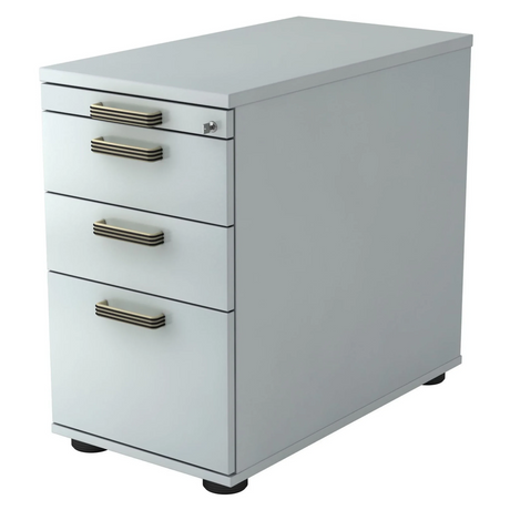 Grauer Standcontainer SIGNA SC40 aus Kunststoff mit vier Streifengriffen von hjh OFFICE PRO