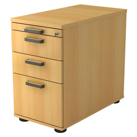 Standcontainer SIGNA SC40 in Buche-Optik mit vier Schubladen und Streifengriffen von hjh OFFICE PRO
