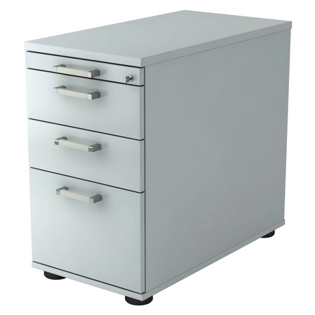 Grauer Standcontainer SIGNA SC40 aus Metall mit vier Schubladen und Chromgriffen von hjh OFFICE PRO