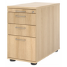 Standcontainer SIGNA SC40 in Eiche-Optik mit vier Schubladen und silbernen Bügelgriffen von hjh OFFICE PRO