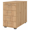Standcontainer SIGNA SC50 in Asteiche-Optik mit fünf Schubladen und silbernen Bügelgriffen von hjh OFFICE PRO