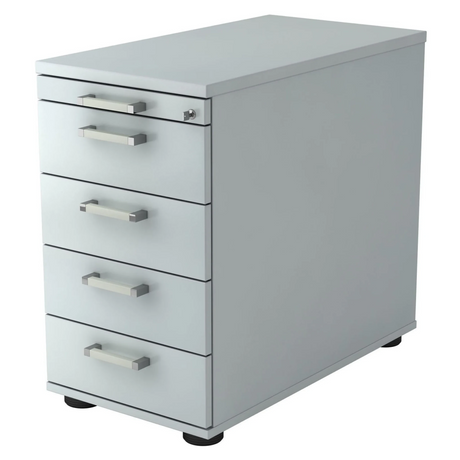 Grauer Standcontainer SIGNA SC50 aus Metall mit fünf Schubladen und Chromgriffen von hjh OFFICE PRO