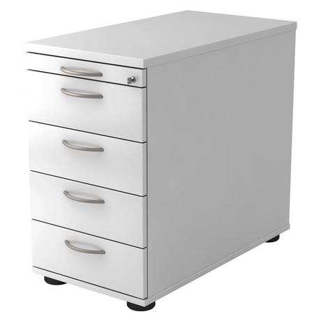Weißer Standcontainer SIGNA SC50 aus Metall mit fünf Schubladen und Bogengriffen von hjh OFFICE PRO