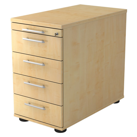 Standcontainer SIGNA SC50 in ahornfarbenem Kunststoff mit fünf Relinggriffen von hjh OFFICE PRO