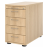 Standcontainer SIGNA SC50 in Eiche-Optik mit vier Schubladen und silbernen Bügelgriffen von hjh OFFICE PRO