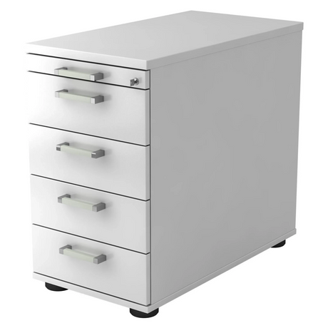 Weißer Standcontainer SIGNA SC50 aus Metall mit fünf Schubladen und Chromgriffen von hjh OFFICE PRO