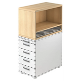 Standcontainer SIGNA SCA1 in Eiche-Optik mit weißem Korpus, fünf Schubladen und offenem Fach von hjh OFFICE PRO