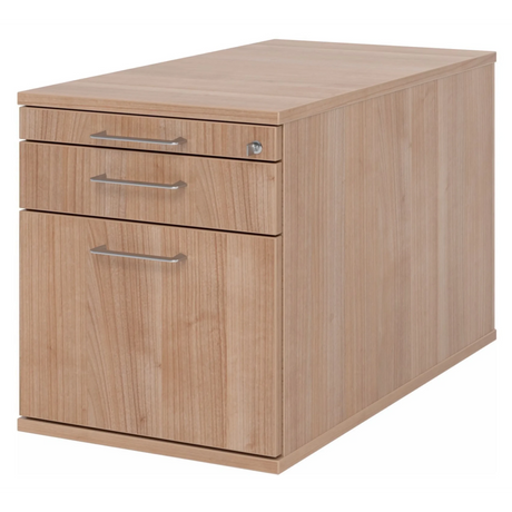System Rollcontainer SIGNA TC20 in Nussbaum-Optik mit drei Schubladen und Metall-Bügelgriffen von hjh OFFICE PRO