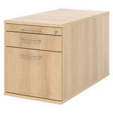 System Rollcontainer SIGNA TC20 in Eiche-Optik mit drei Schubladen und silbernen Bügelgriffen von hjh OFFICE PRO