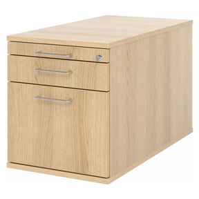 System Rollcontainer SIGNA TC20 in Eiche-Optik mit drei Schubladen und silbernen Bügelgriffen von hjh OFFICE PRO