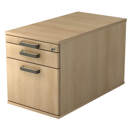 System Rollcontainer SIGNA TC20 in Eiche-Optik mit drei Streifengriffen und Schloss von hjh OFFICE PRO