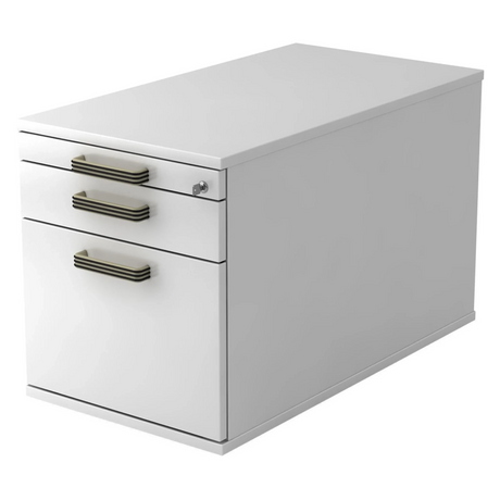 Weißer System Rollcontainer SIGNA TC20 aus Kunststoff mit drei Streifengriffen von hjh OFFICE PRO