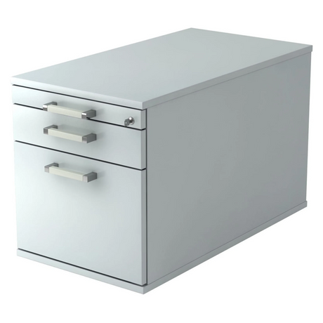 Grauer System Rollcontainer SIGNA TC20 aus Metall mit drei Schubladen und Chromgriffen von hjh OFFICE PRO