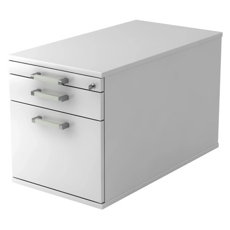 Weißer System Rollcontainer SIGNA TC20 aus Metall mit drei Schubladen und Chromgriffen von hjh OFFICE PRO