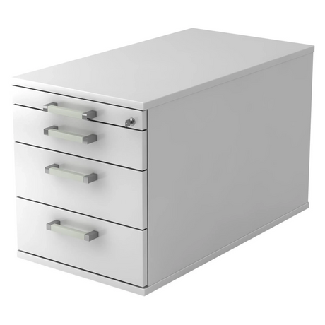 Weißer System Rollcontainer SIGNA TC30 aus Metall mit vier Schubladen und Chromgriffen von hjh OFFICE PRO