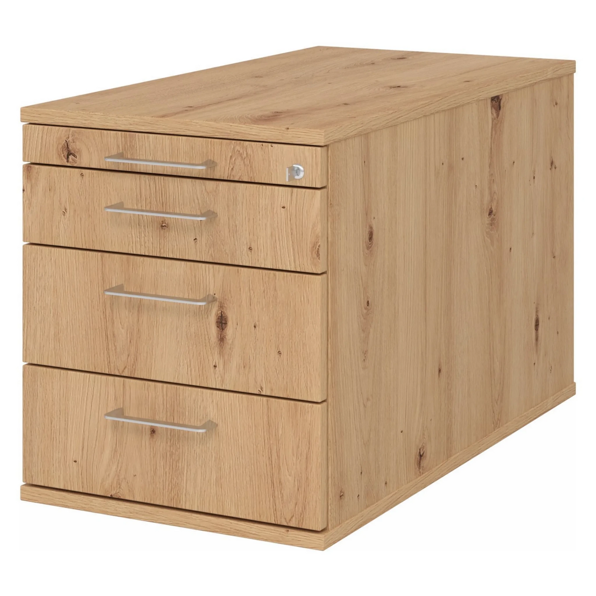 System Rollcontainer SIGNA TC30 in Asteiche mit vier Schubladen und silbernen Bügelgriffen von hjh OFFICE PRO