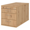 System Rollcontainer SIGNA TC30 in Asteiche mit vier Schubladen und silbernen Bügelgriffen von hjh OFFICE PRO