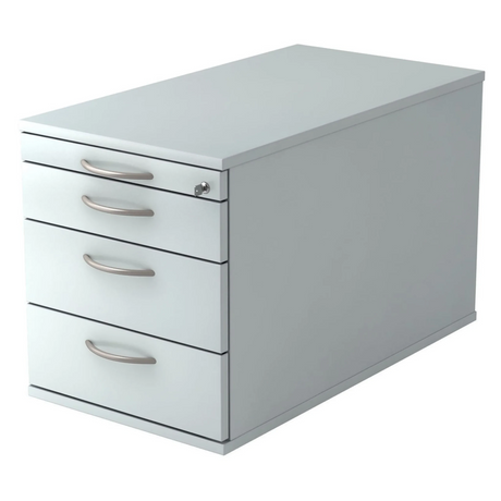 Grauer System Rollcontainer SIGNA TC30 aus Metall mit vier Schubladen und Bogengriffen von hjh OFFICE PRO