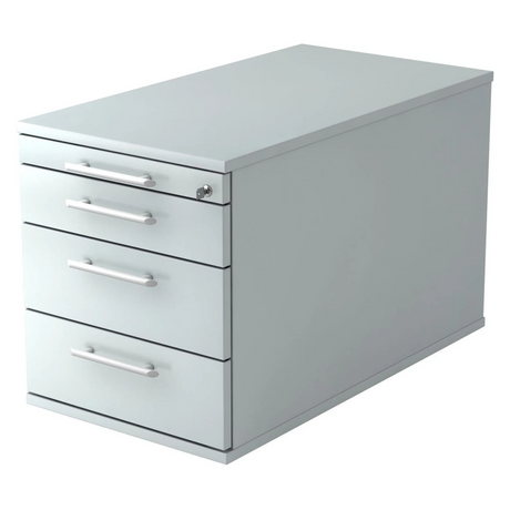 Grauer System Rollcontainer SIGNA TC30 aus Kunststoff mit vier Schubladen und Relinggriffen von hjh OFFICE PRO