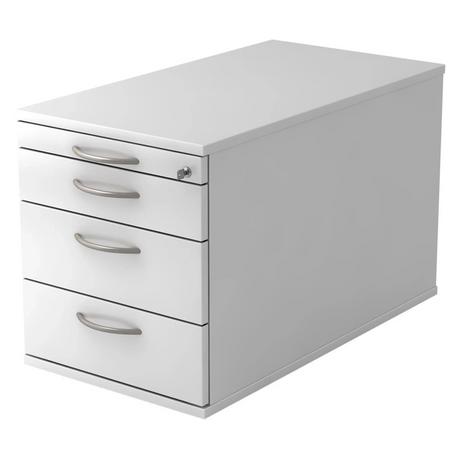 Weißer System Rollcontainer SIGNA TC30 aus Metall mit vier Schubladen und Bogengriffen von hjh OFFICE PRO