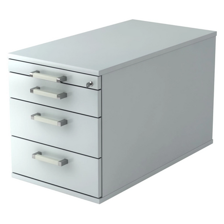 Grauer System Rollcontainer SIGNA TC30 aus Metall mit vier Schubladen und Chromgriffen von hjh OFFICE PRO