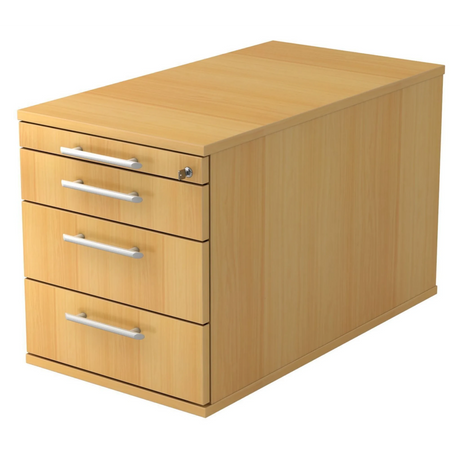 System Rollcontainer SIGNA TC30 in buchenfarbenem Dekor mit vier Schubladen und Relinggriffen von hjh OFFICE PRO