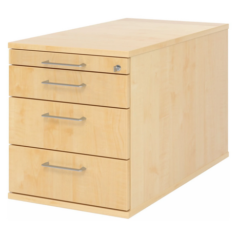 System-Rollcontainer SIGNA TC30 in Ahorn-Optik mit vier Schubladen und silbernen Bügelgriffen von hjh OFFICE PRO