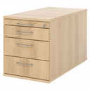 System Rollcontainer SIGNA TC30 in Eiche-Optik mit vier Schubladen und silbernen Bügelgriffen von hjh OFFICE PRO