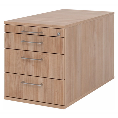 System Rollcontainer SIGNA TC30 in Nussbaum-Optik mit vier Schubladen und Metallbügelgriffen von hjh OFFICE PRO