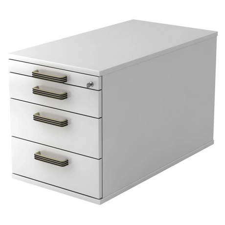 Weißer System Rollcontainer SIGNA TC30 aus Kunststoff mit vier Streifengriffen von hjh OFFICE PRO