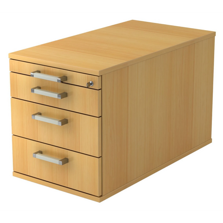System Rollcontainer SIGNA TC30 in Buche-Optik mit vier Schubladen und Chromgriffen von hjh OFFICE PRO