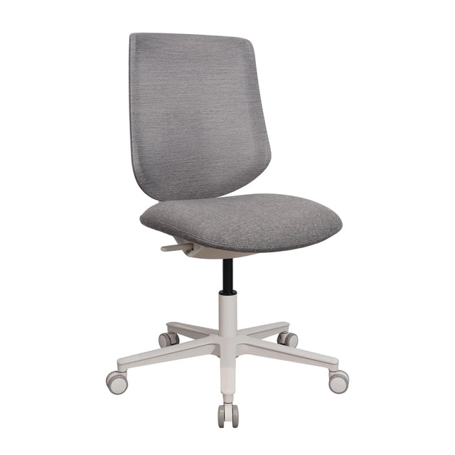 Homeoffice-Bürostuhl Sitflex Lady mit grauem Stoffbezug und weißem Fußkreuz auf Rollen von hjh OFFICE