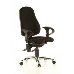 Schwarzer Profi-Bürostuhl SITNESS 10 mit Armlehnen und poliertem Fußkreuz von Topstar
