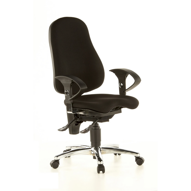 Schwarzer Profi-Bürostuhl SITNESS 10 mit Armlehnen und poliertem Fußkreuz von Topstar