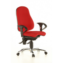 Profi-Bürostuhl SITNESS 10 mit rotem Stoffbezug, schwarzen Armlehnen und Fußkreuz aus Chrom von Topstar