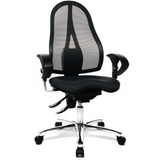 Profi-Bürostuhl SITNESS 15 U2 in Schwarz mit Netzrückenlehne und glänzendem Fußkreuz von Topstar