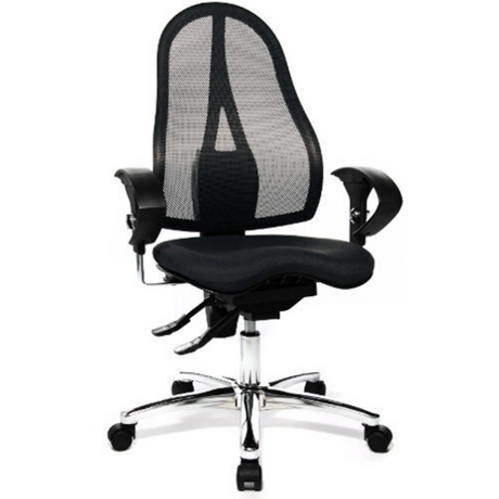 Profi-Bürostuhl SITNESS 15 U2 in Schwarz mit Netzrückenlehne und glänzendem Fußkreuz von Topstar
