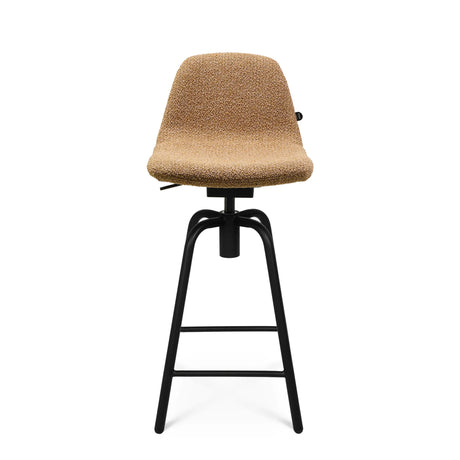 Beiger Barhocker Sitness Berlin 7.4 mit strukturiertem Stoffbezug und schwarzem Metallgestell von Topstar