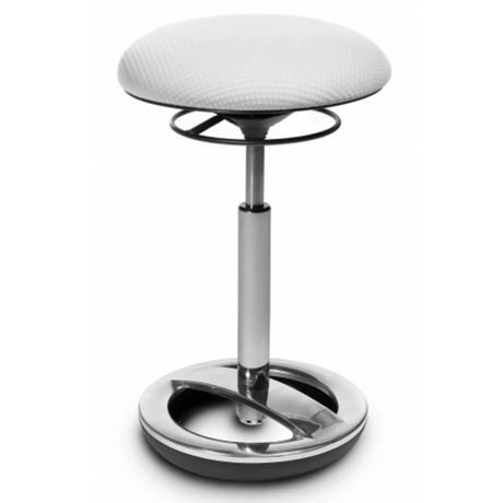 Weiße Stehhilfe SITNESS HIGH BOB mit gepolsterter Sitzfläche und metallischem Fuß von Topstar