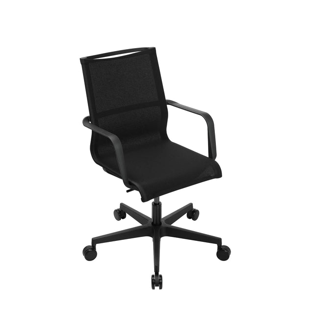 Schwarzer Profi-Bürostuhl Sitness Life 40 mit Netzbezug und Armlehnen von Topstar