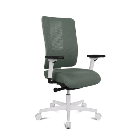 Profi-Bürostuhl Sitness Life 50 mit graugrünem Netzbezug und weißem Gestell von Topstar
