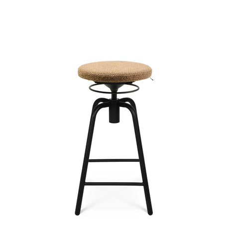 Beiger Barhocker Sitness London 7.0 mit rundem Polstersitz und schwarzem Metallgestell von Topstar