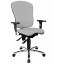 Profi-Bürostuhl SITNESS PRO AL.P4 in Hellgrau mit schwarzen Armlehnen und glänzendem Fußkreuz von Topstar