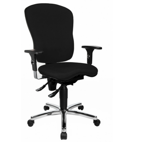 Profi-Bürostuhl SITNESS PRO AL.P4 mit schwarzem Bezug, Armlehnen und verchromtem Fußkreuz von Topstar