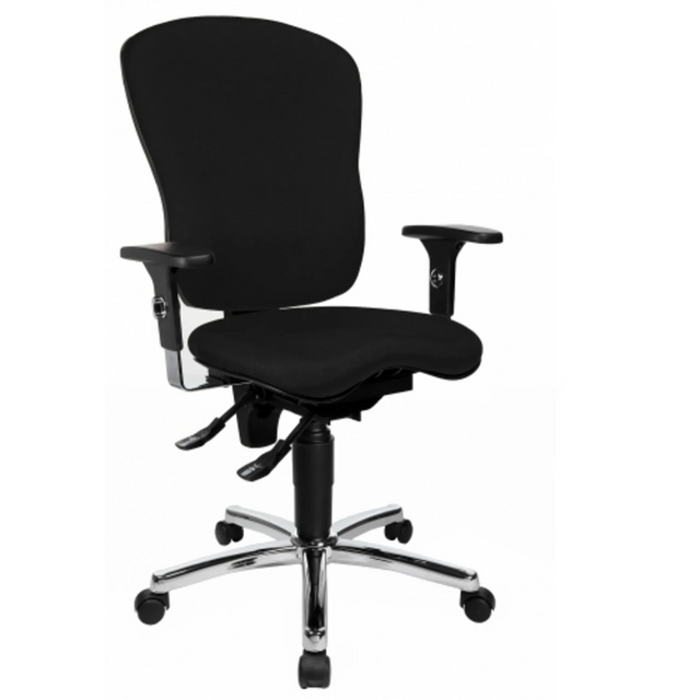 Profi-Bürostuhl SITNESS PRO AL.P4 mit schwarzem Bezug, Armlehnen und verchromtem Fußkreuz von Topstar