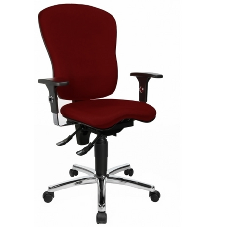 Profi-Bürostuhl SITNESS PRO AL.P4 in bordeauxrotem Stoff mit Armlehnen und Chromfußkreuz von Topstar